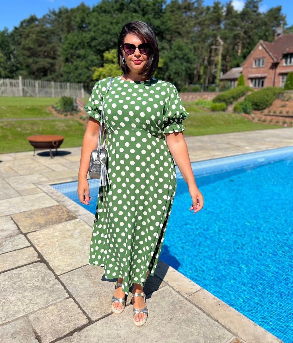 Green Spotted Mela Midi Dress