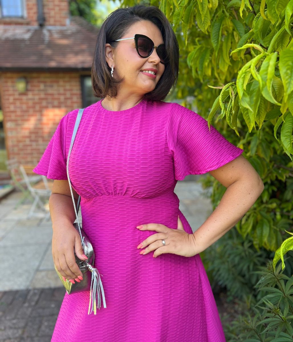 Pink Ripple Kate Midi Dress Highstreet Outlet UK Pink Ripple Kate Midi Dress Highstreet Outlet UK