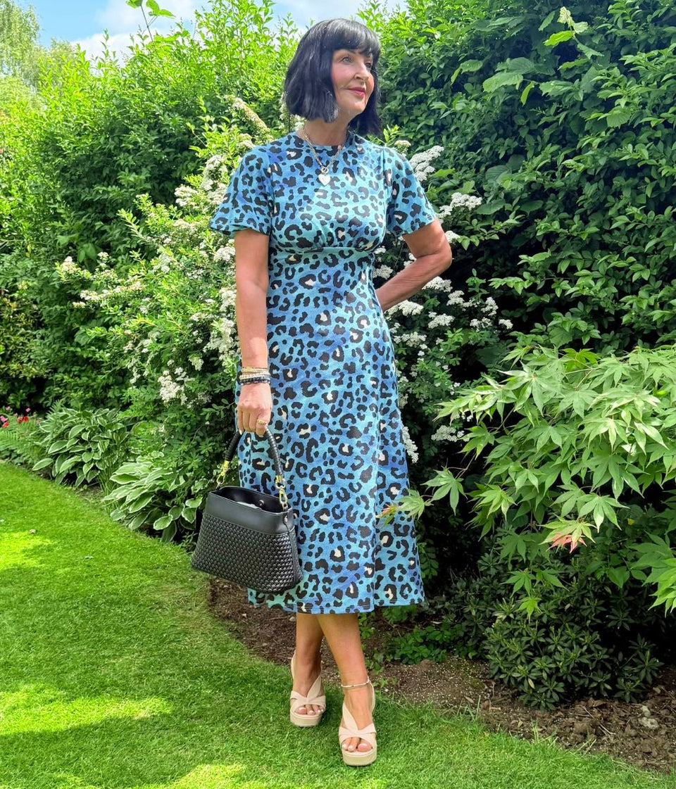 Blue Leopard Print Kate Midi Dress