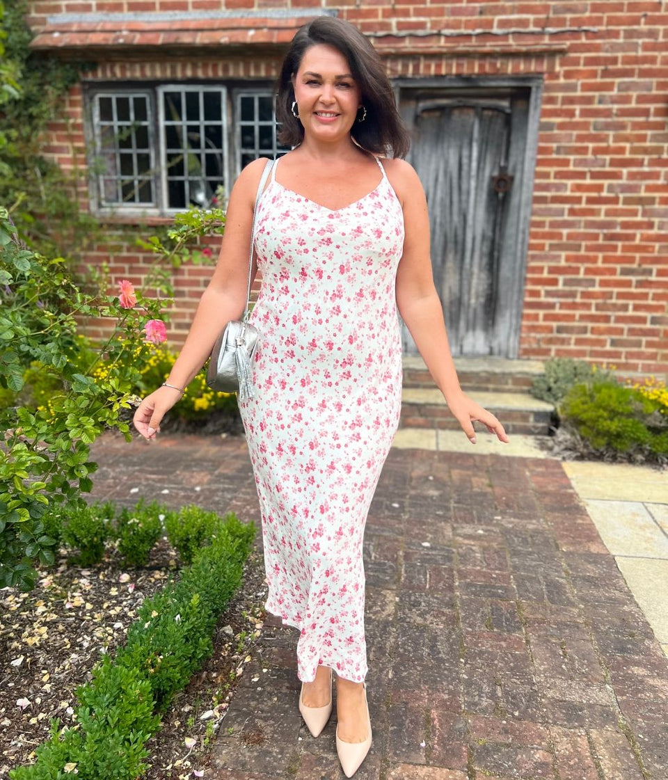 Ditsy Satin Midi Dress