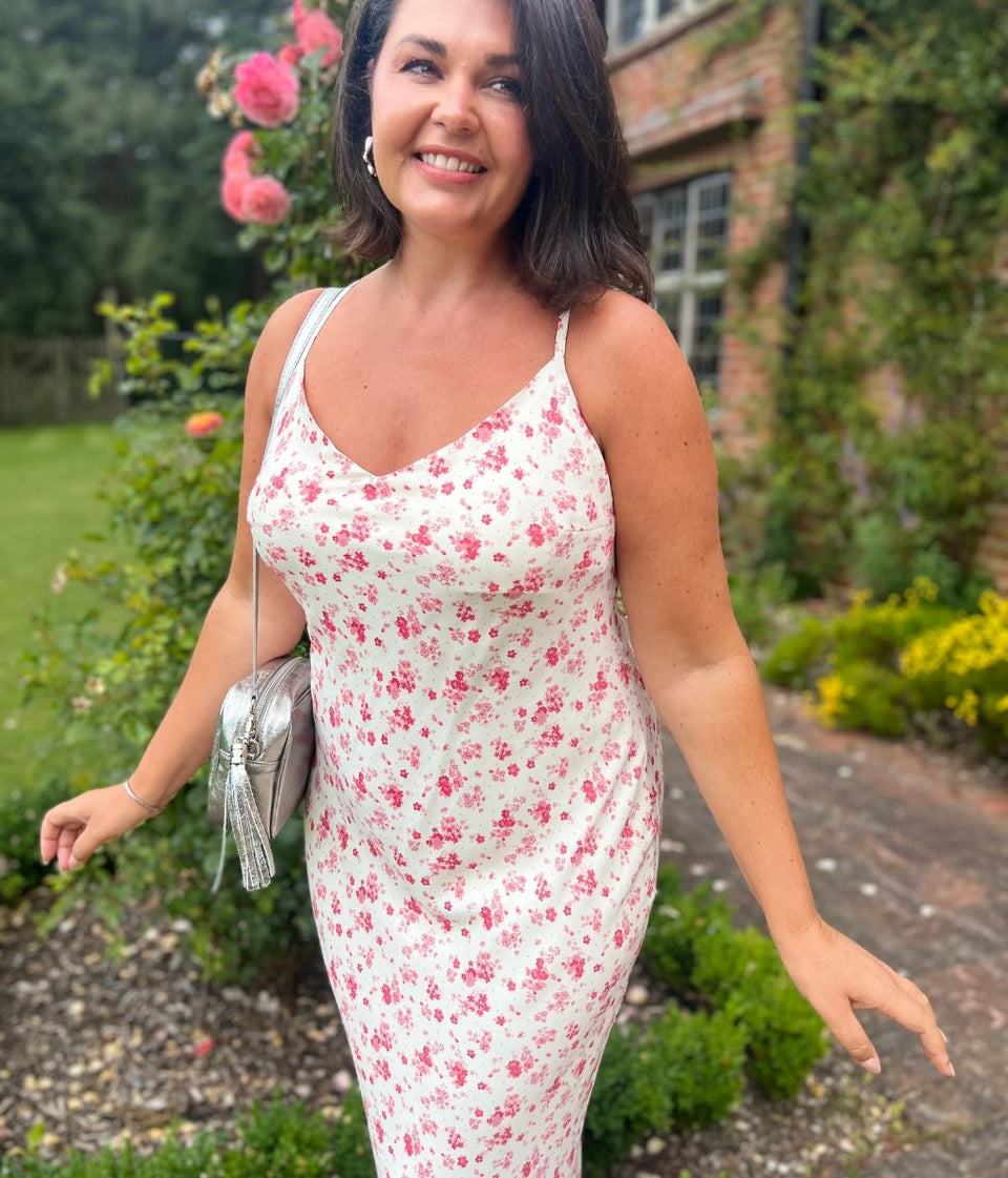 Ditsy Satin Midi Dress