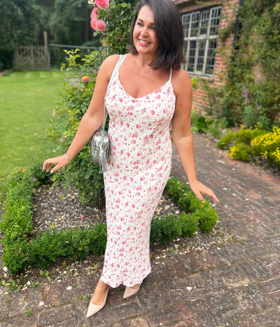 Ditsy Satin Midi Dress