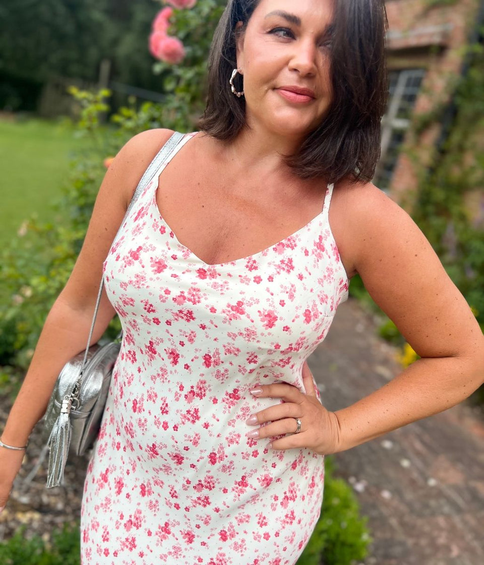Ditsy Satin Midi Dress