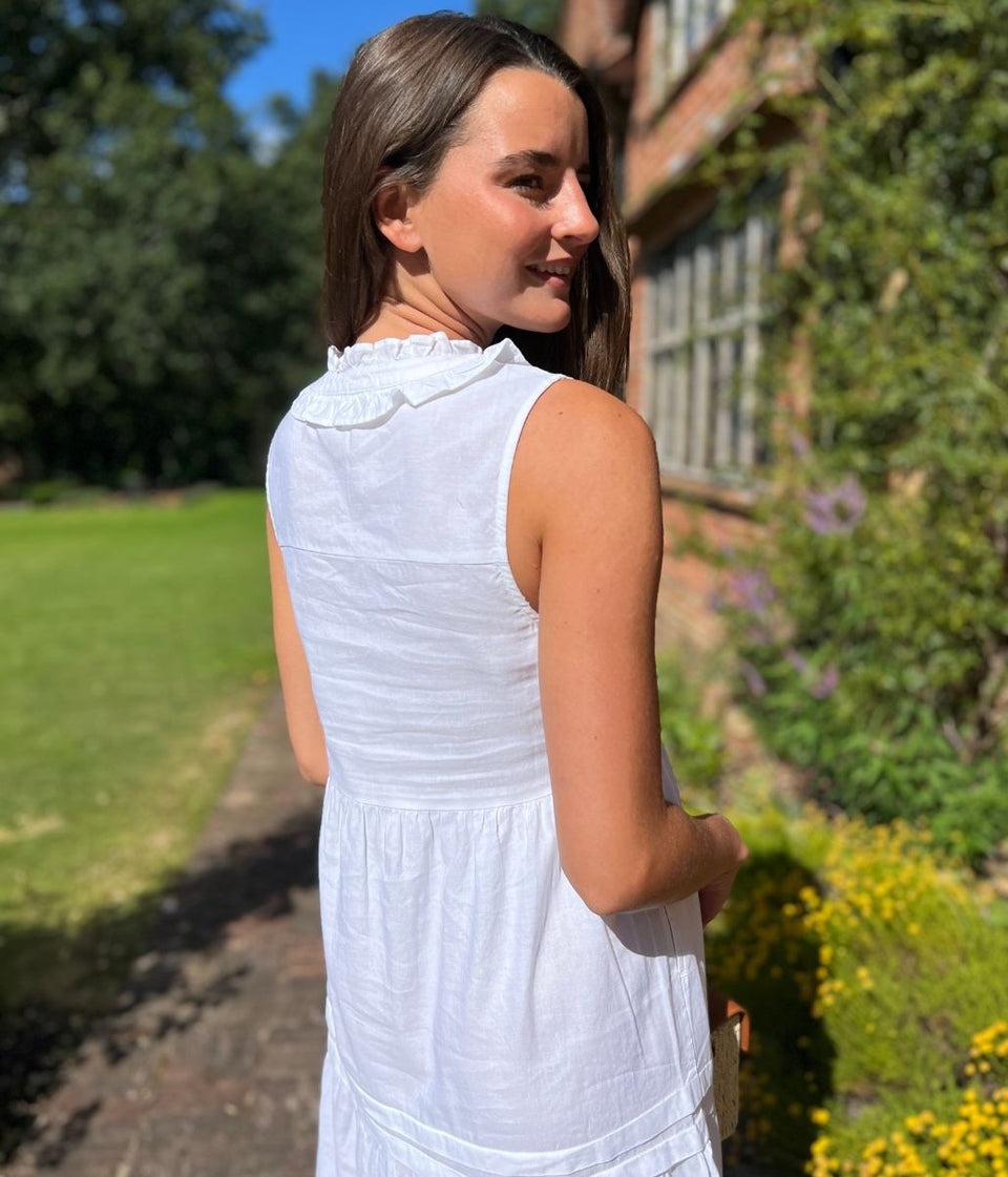 White Ophelia Sleeveless Tiered Dress