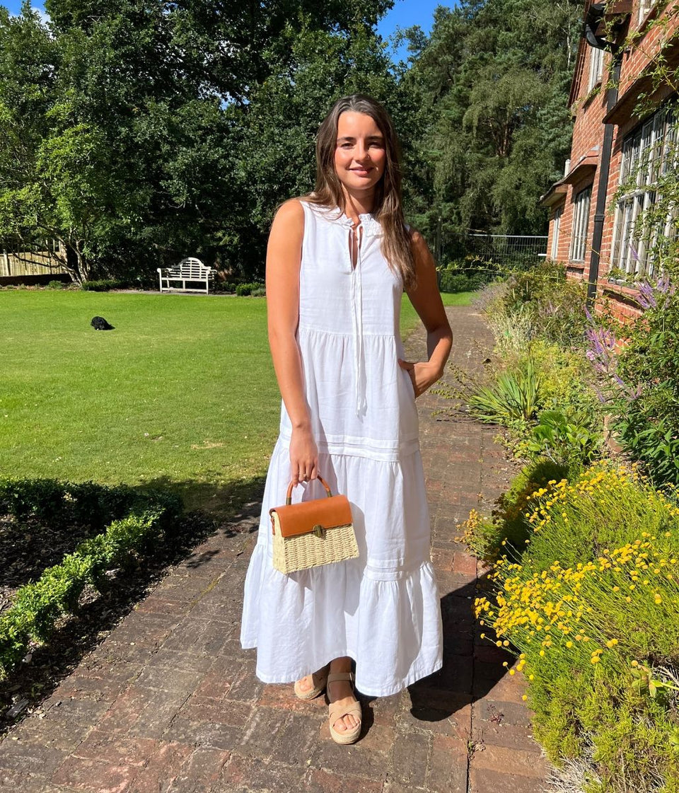 White Ophelia Sleeveless Tiered Dress