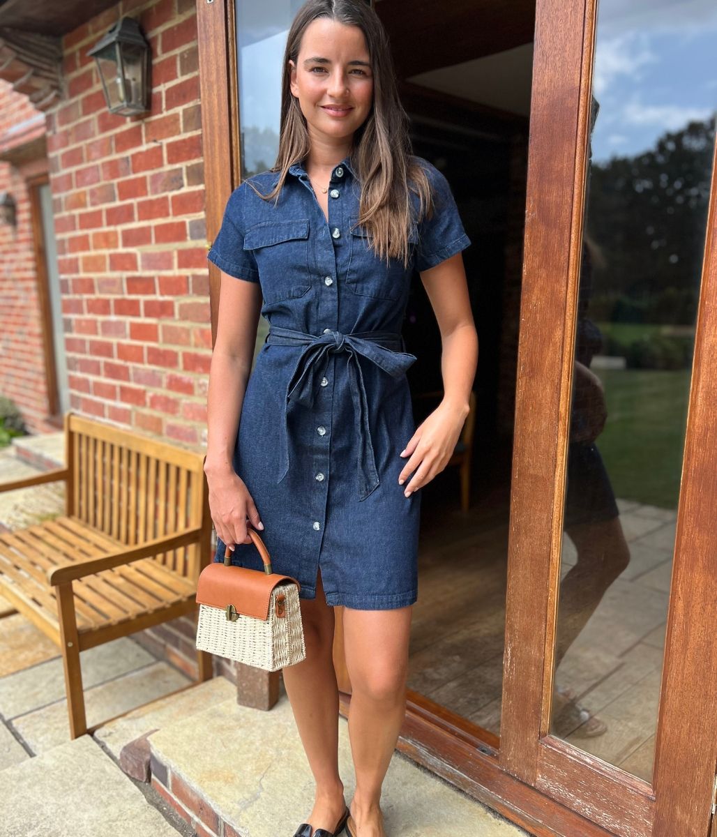 ladies denim shirt dress uk Flippy Denim Shirt Dress - Indigo Denim