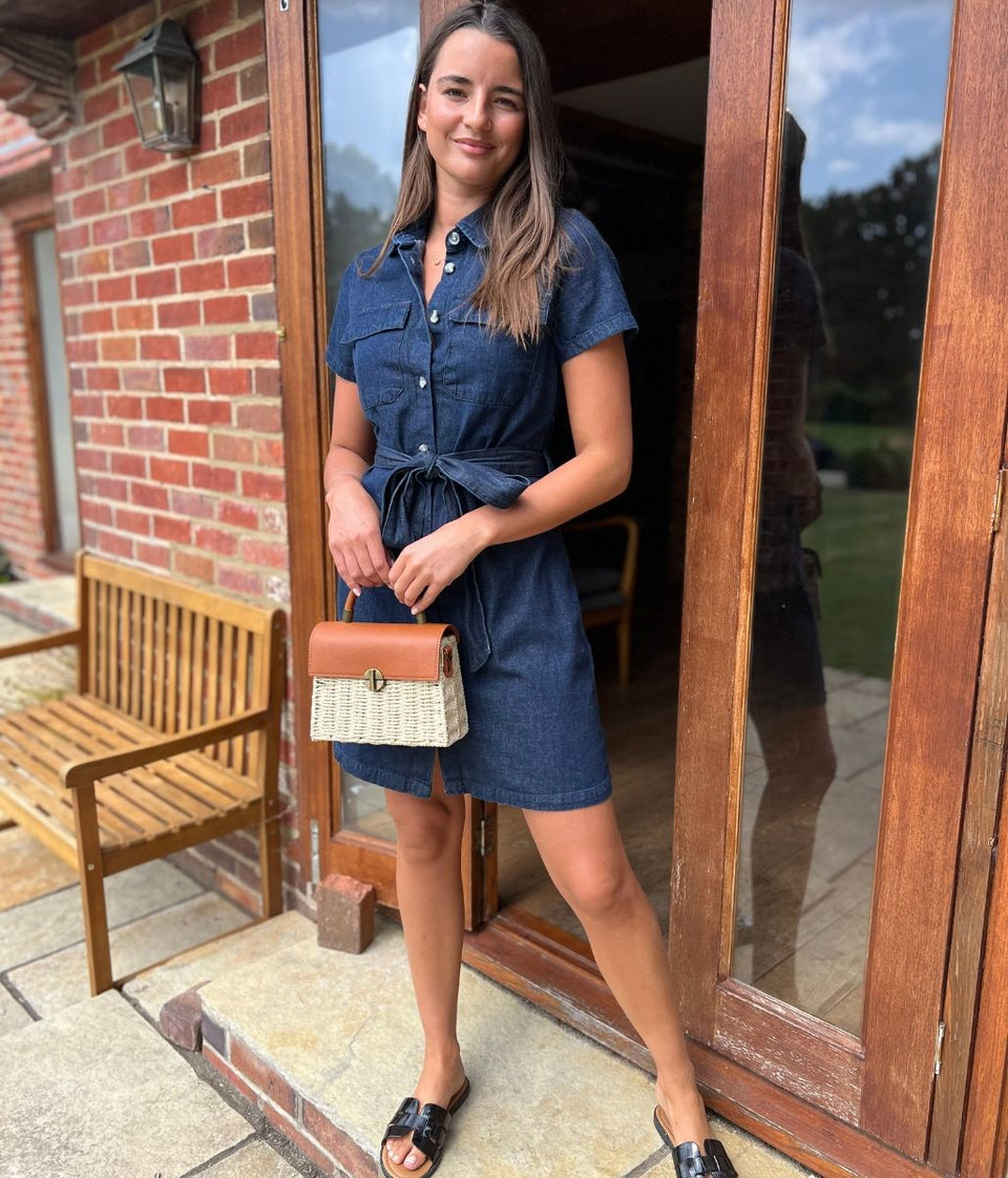 Indigo Short Sleeve Denim Shirt Dress