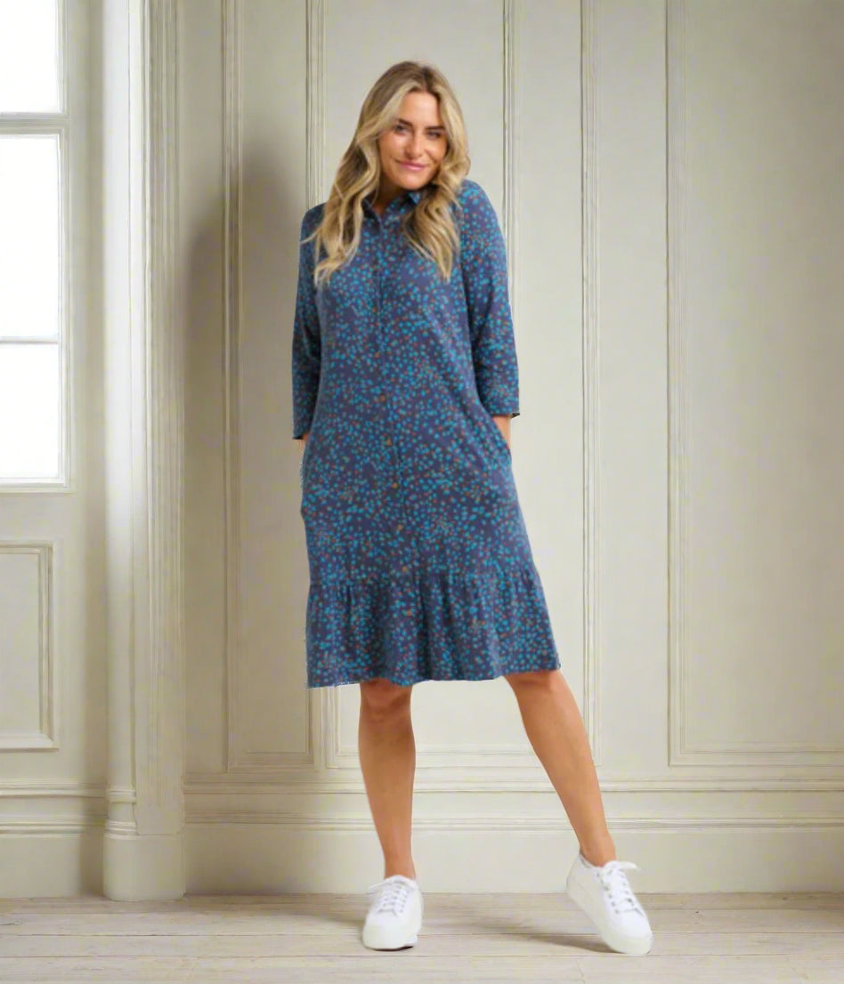 Brakeburn Navy Abstract Spot Shirt Dress Size 20