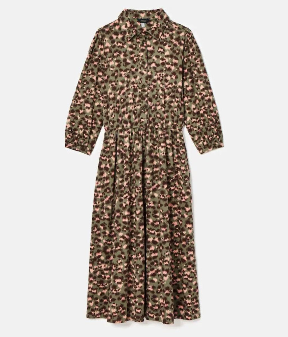 Khaki Leopard Jersey Shirt Dress