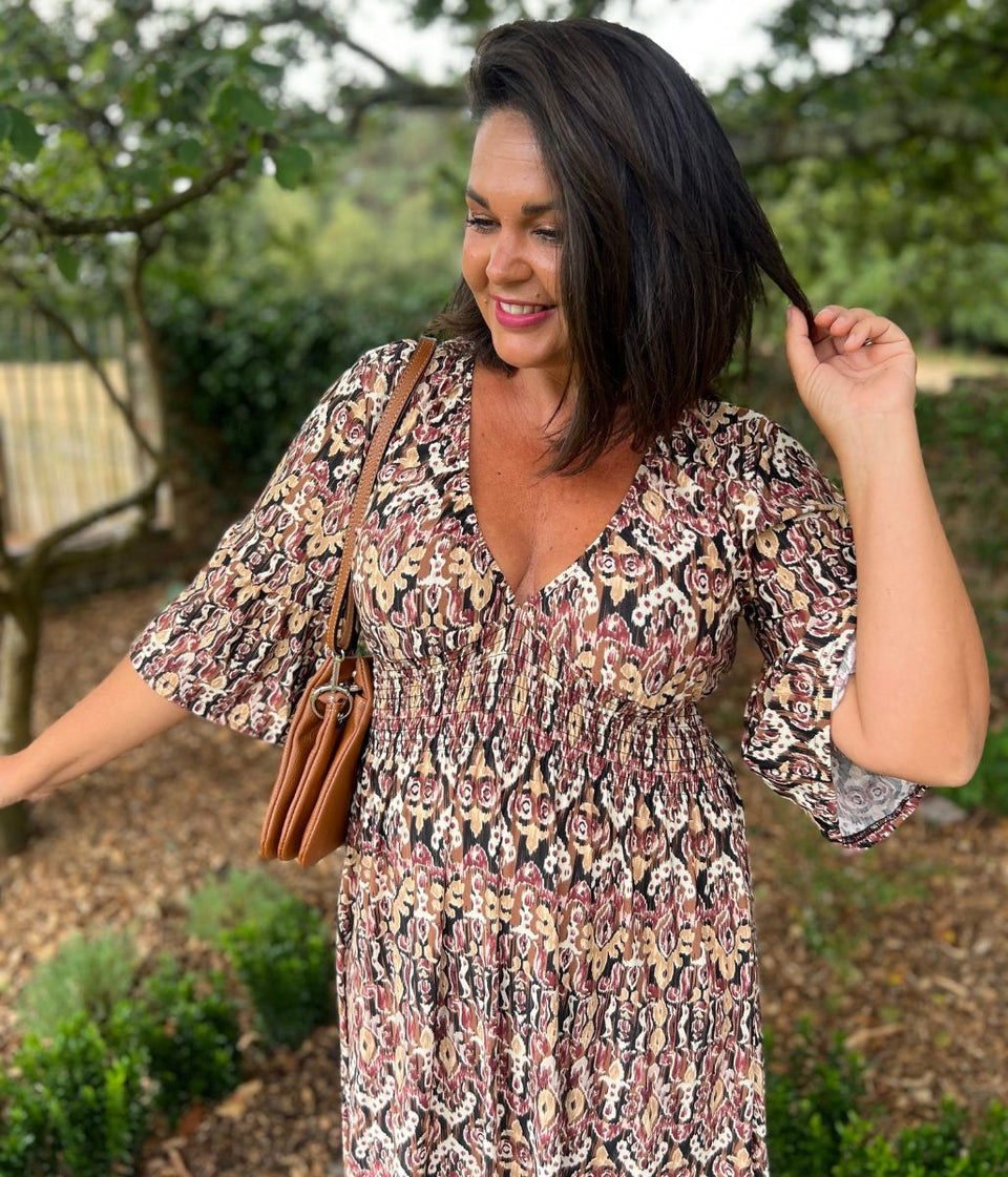 Brown Naples Midaxi Dress