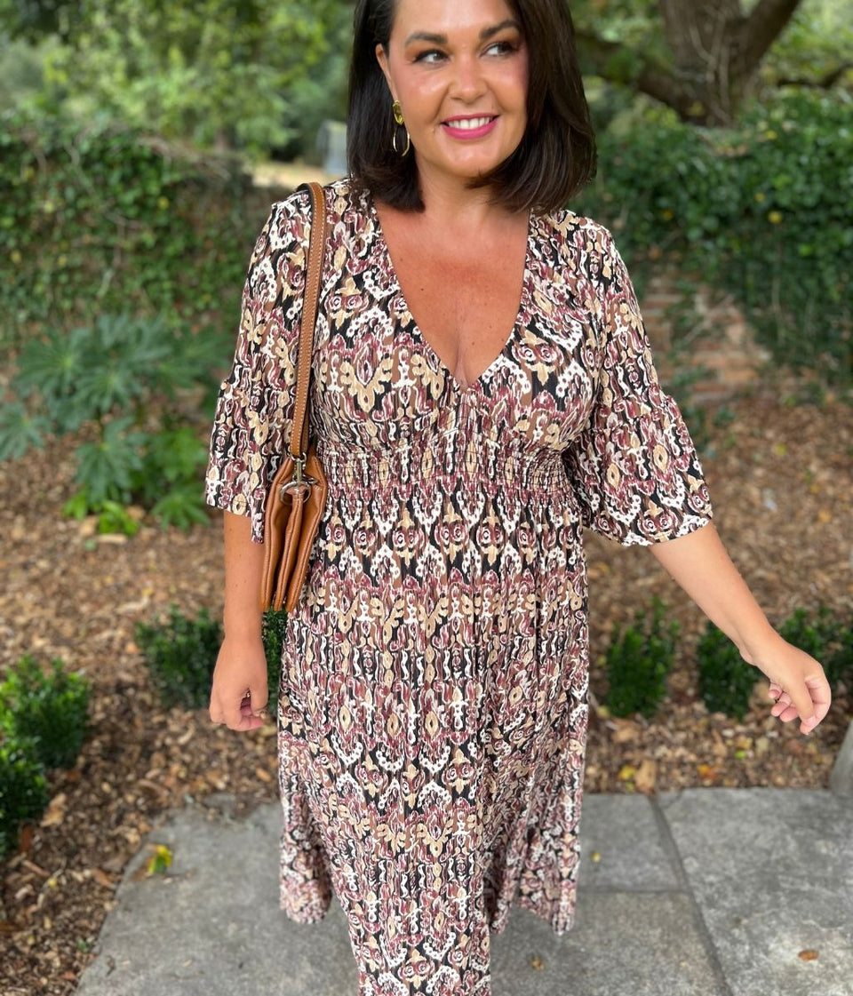 Brown Naples Midaxi Dress