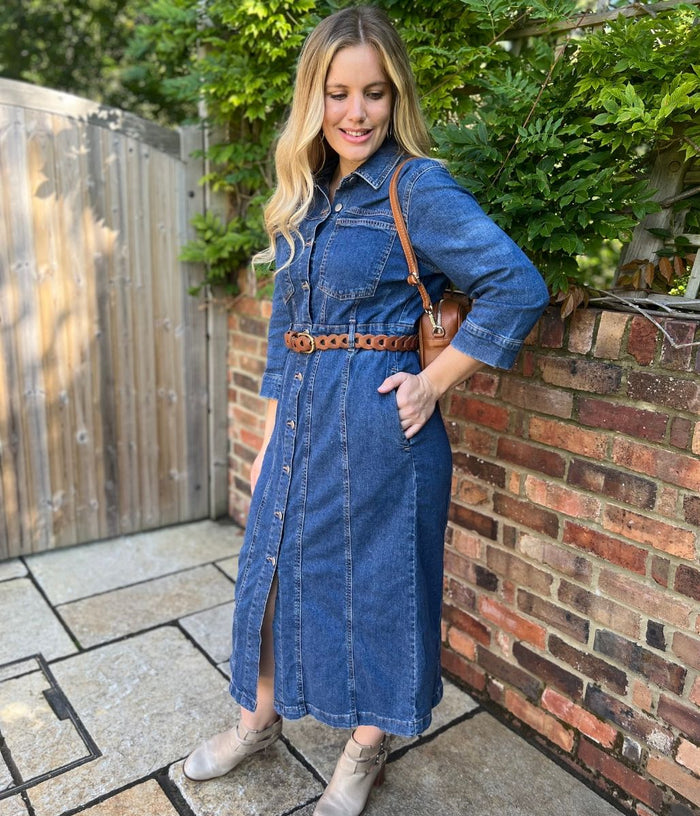 mini dresses cute She's From Texas I Can Tell Denim Dress Myosotis / XL / 74.7%Cotton+16.5%Polyester+8.8%Regenerated Fibre main image 1