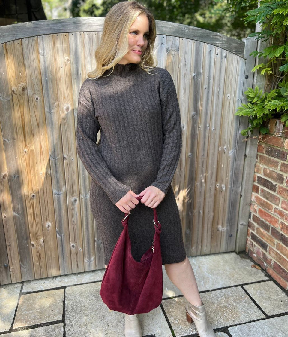 Mocha Knitted Jumper Dress