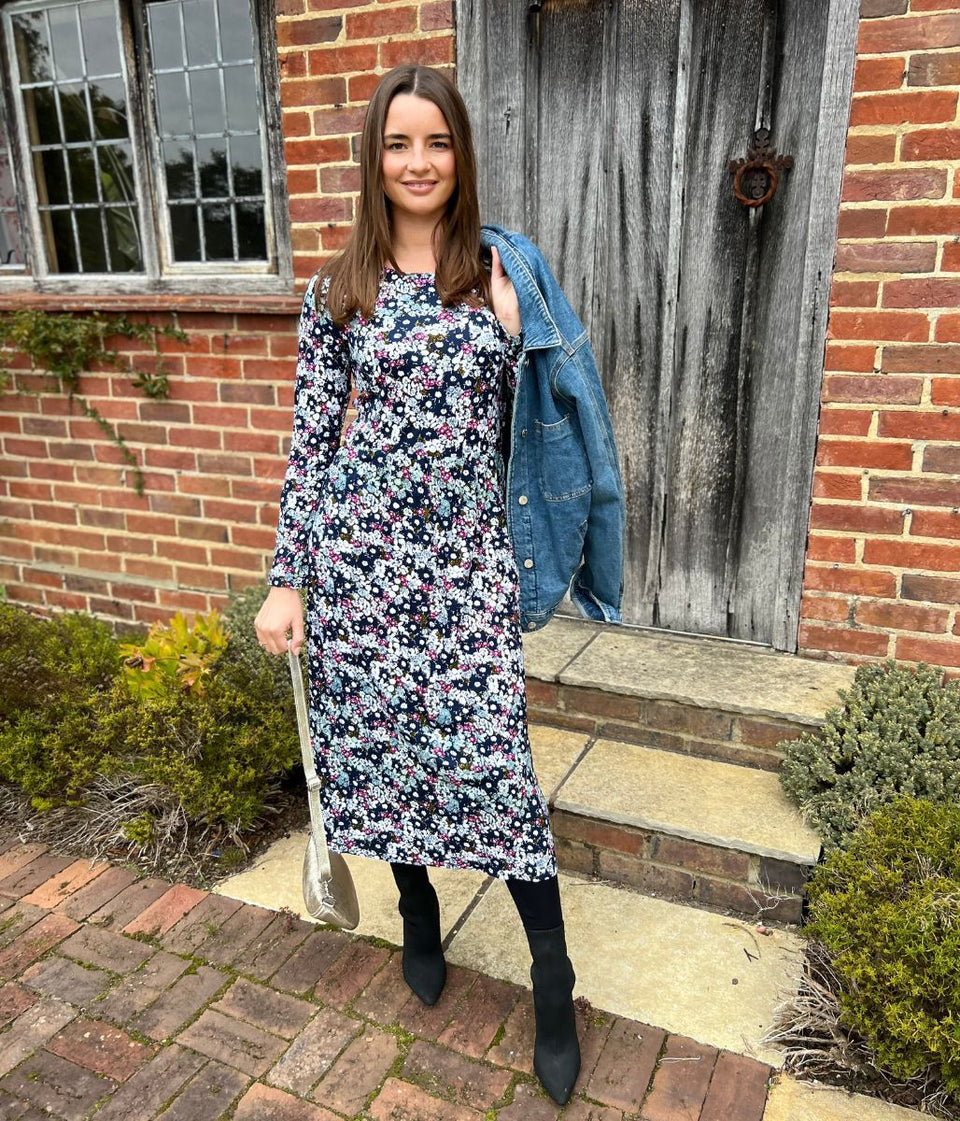 Mistral Teal Flower Print Dress