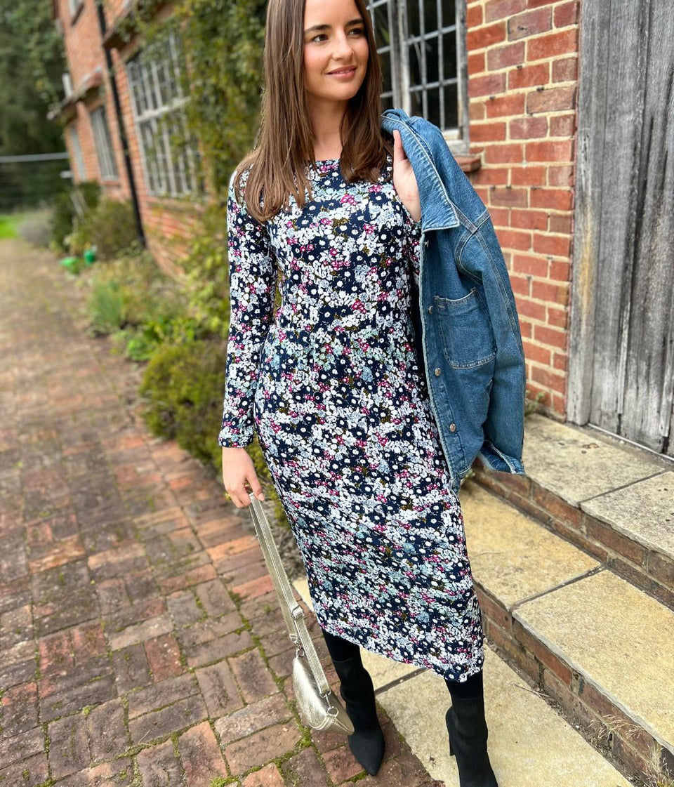 Mistral Teal Flower Print Dress