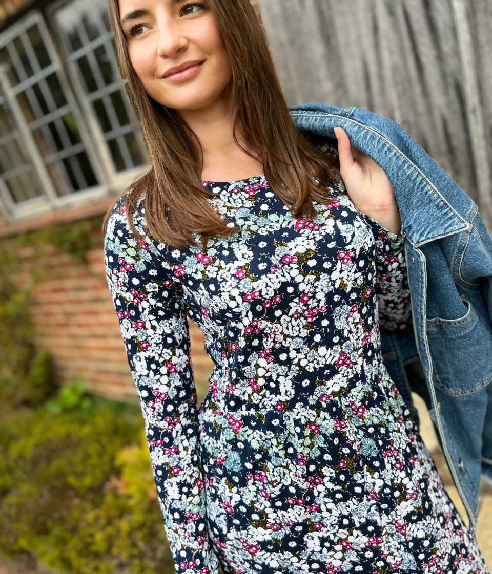 Mistral Teal Flower Print Dress
