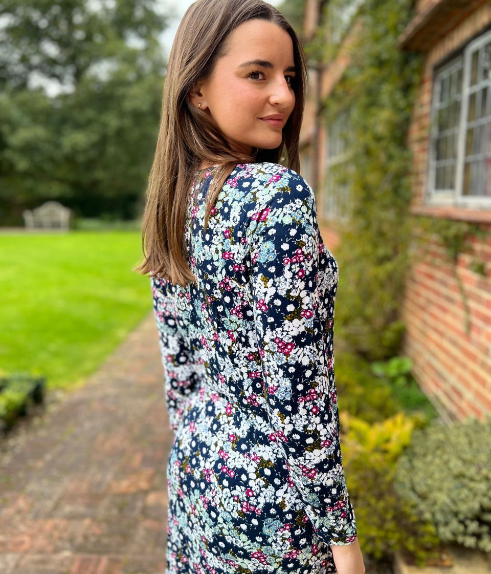 Mistral Teal Flower Print Dress