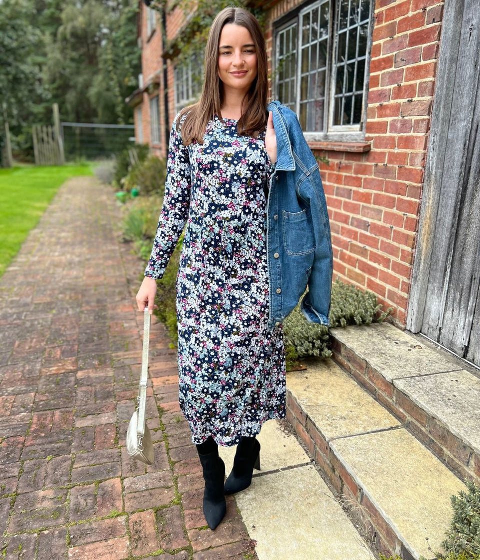 Mistral Teal Flower Print Dress