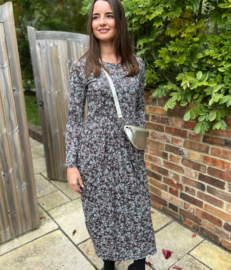Mistral Grey Floral Print Dress