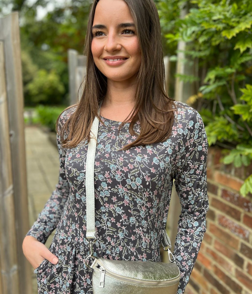 Mistral Grey Floral Print Dress