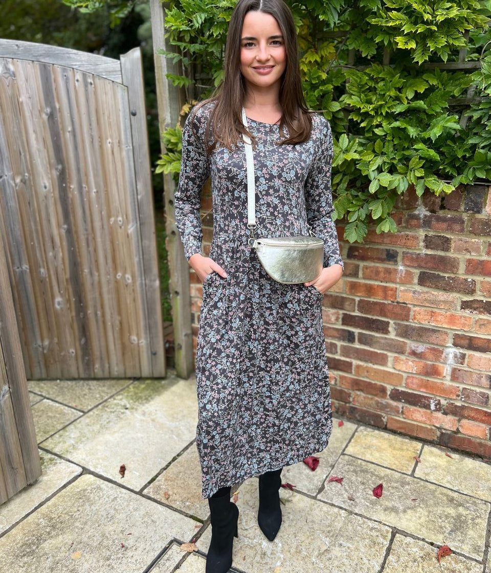 Mistral Grey Floral Print Dress