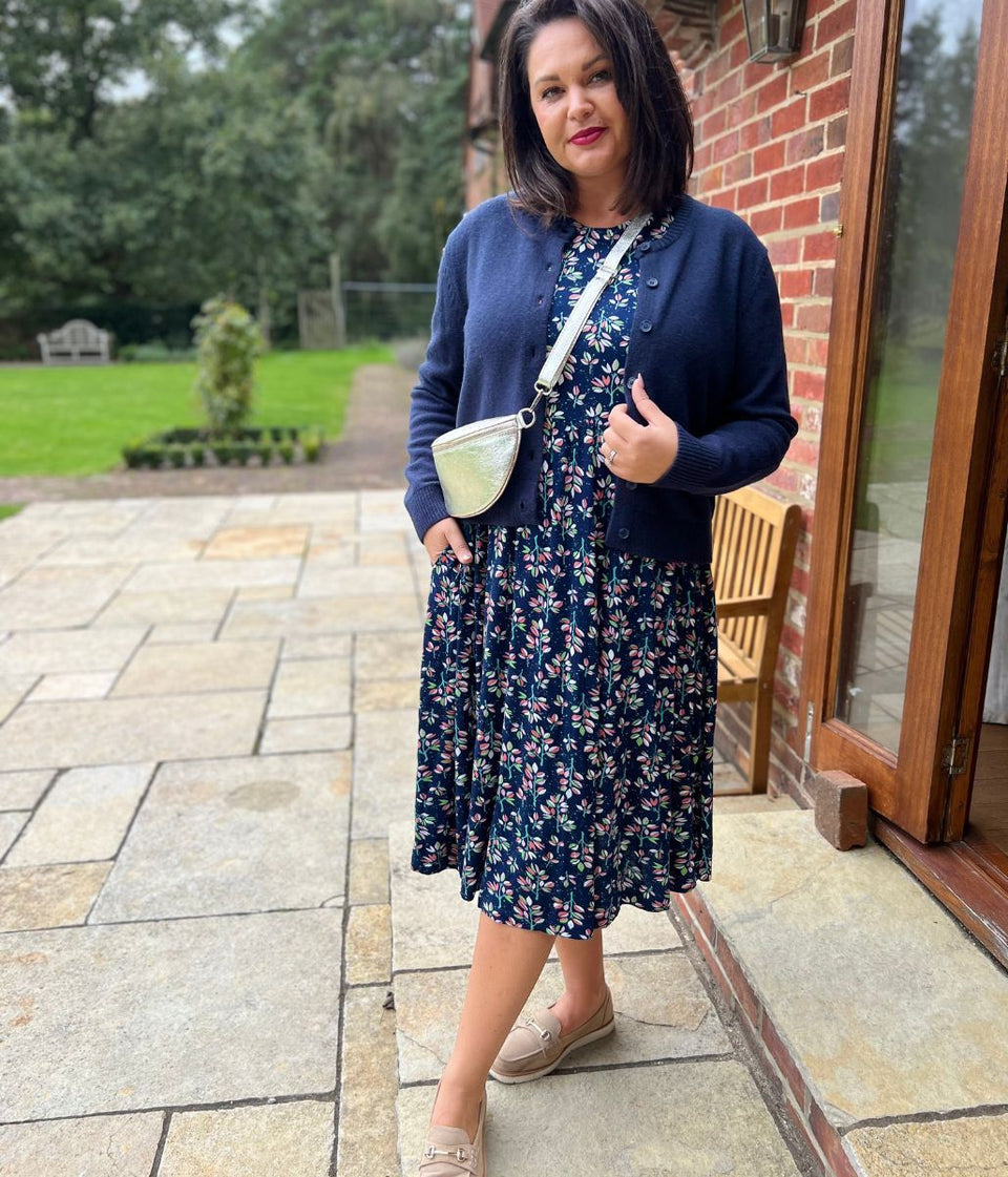 Mistral Navy Leaf Print Dress
