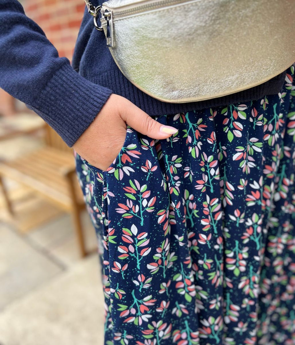 Mistral Navy Leaf Print Dress