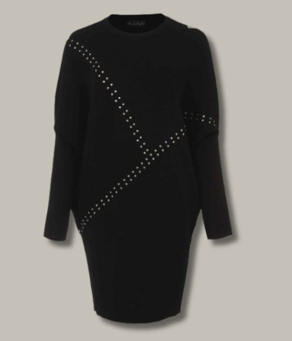 Susanne Studded Black Jumper Dress