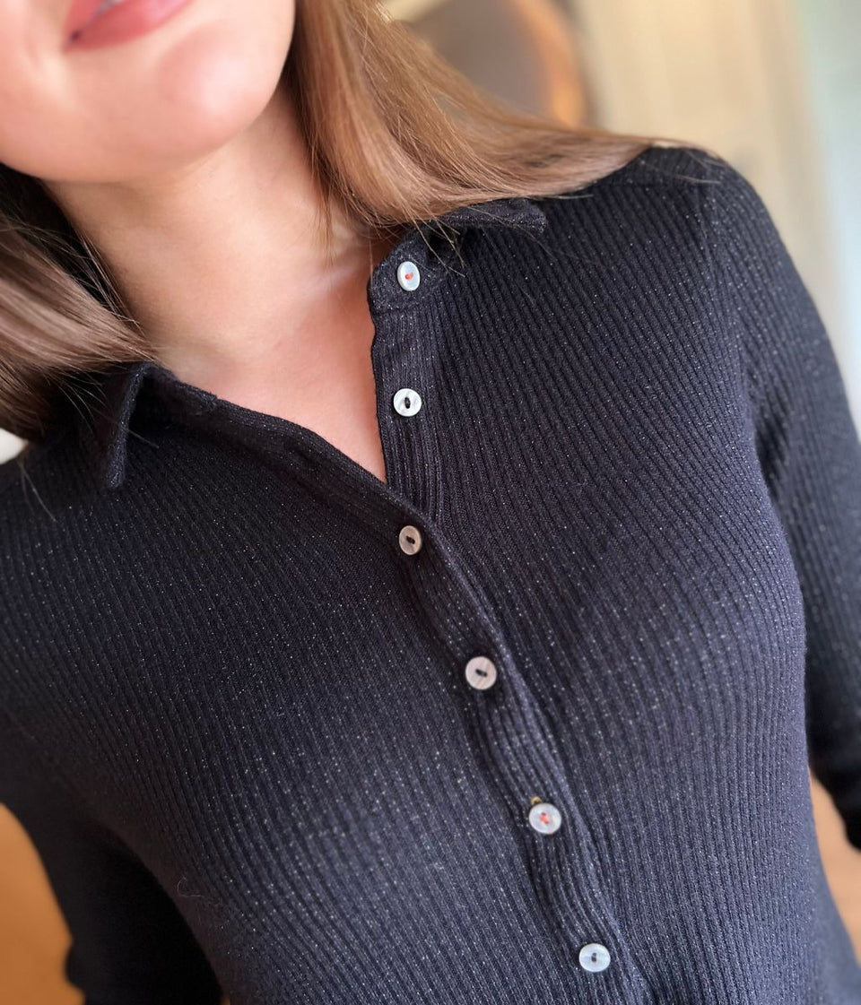 Black Everly Sparkle Jersey Dress