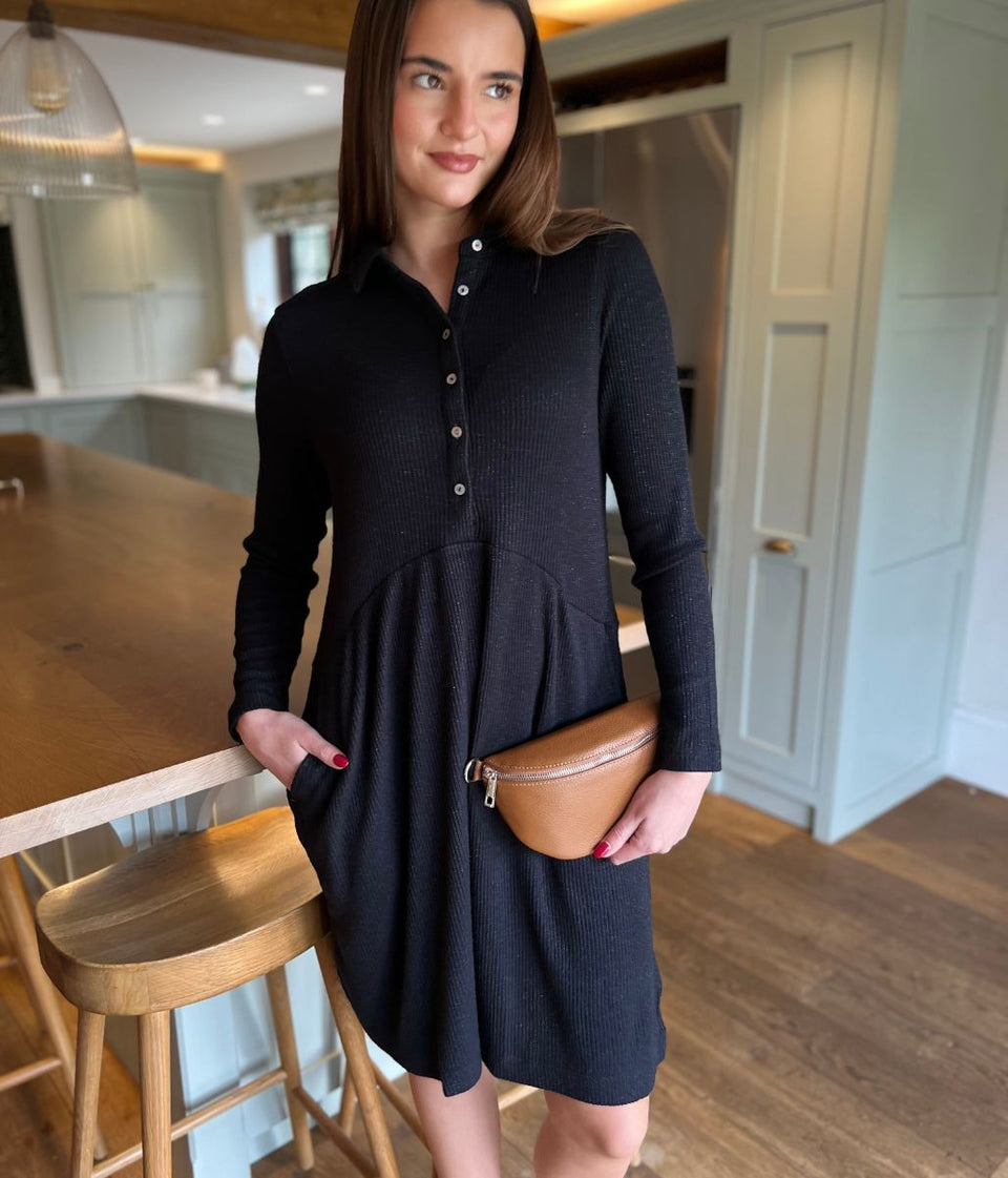 Black Everly Sparkle Jersey Dress