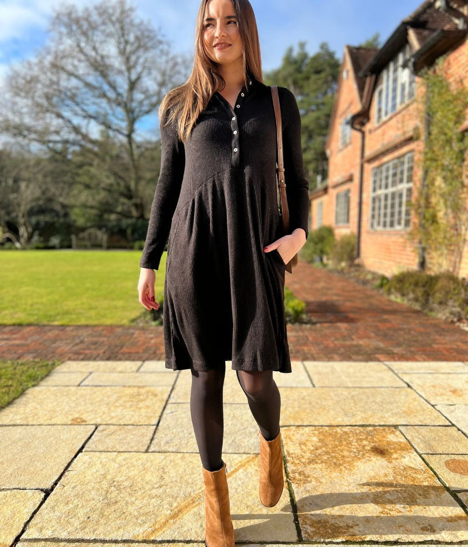 Black Everly Sparkle Jersey Dress