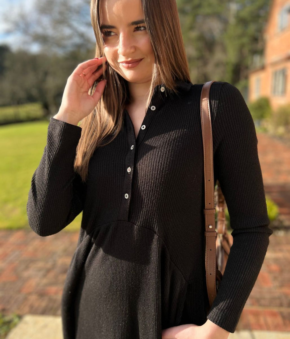 Black Everly Sparkle Jersey Dress