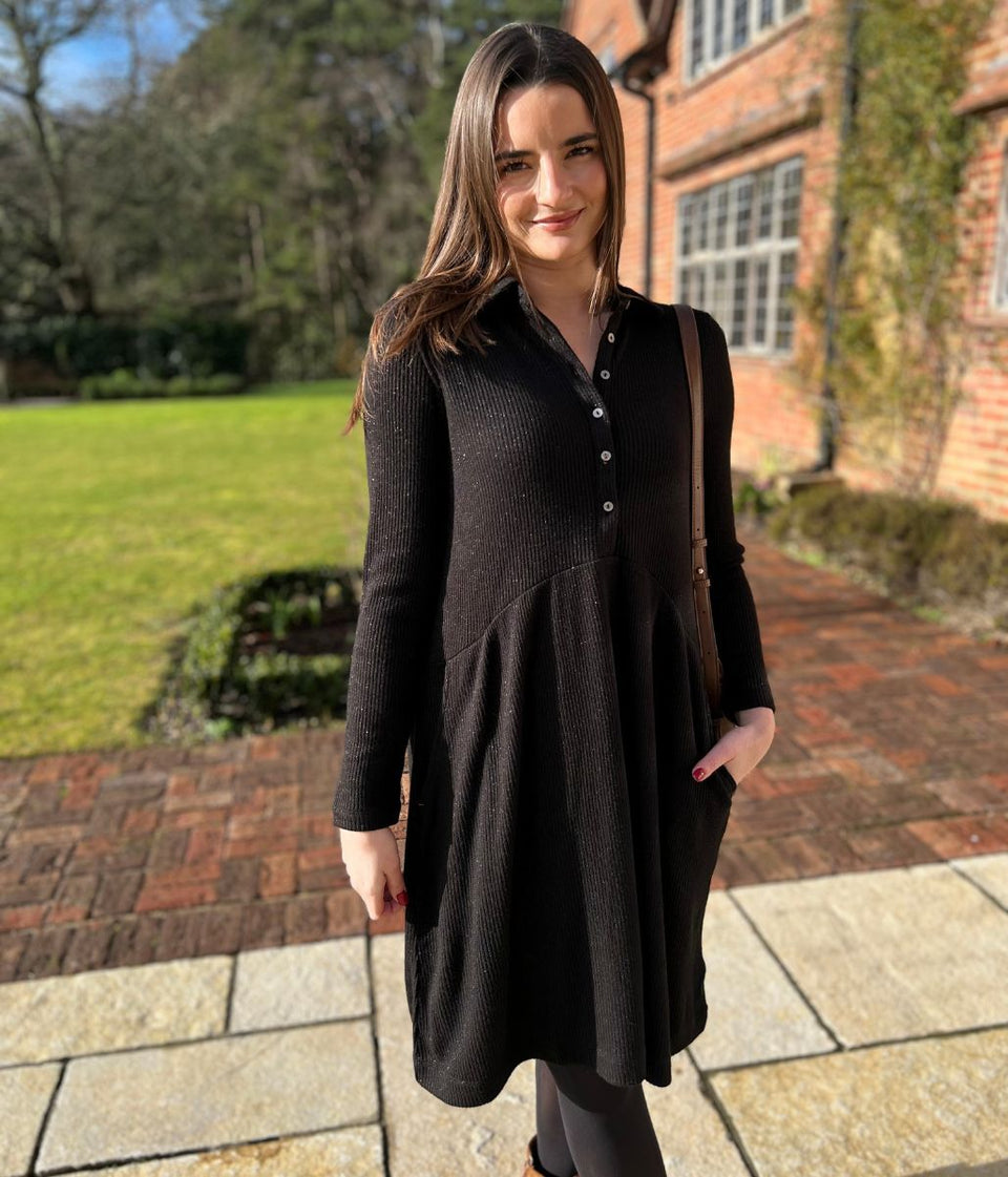 Black Everly Sparkle Jersey Dress