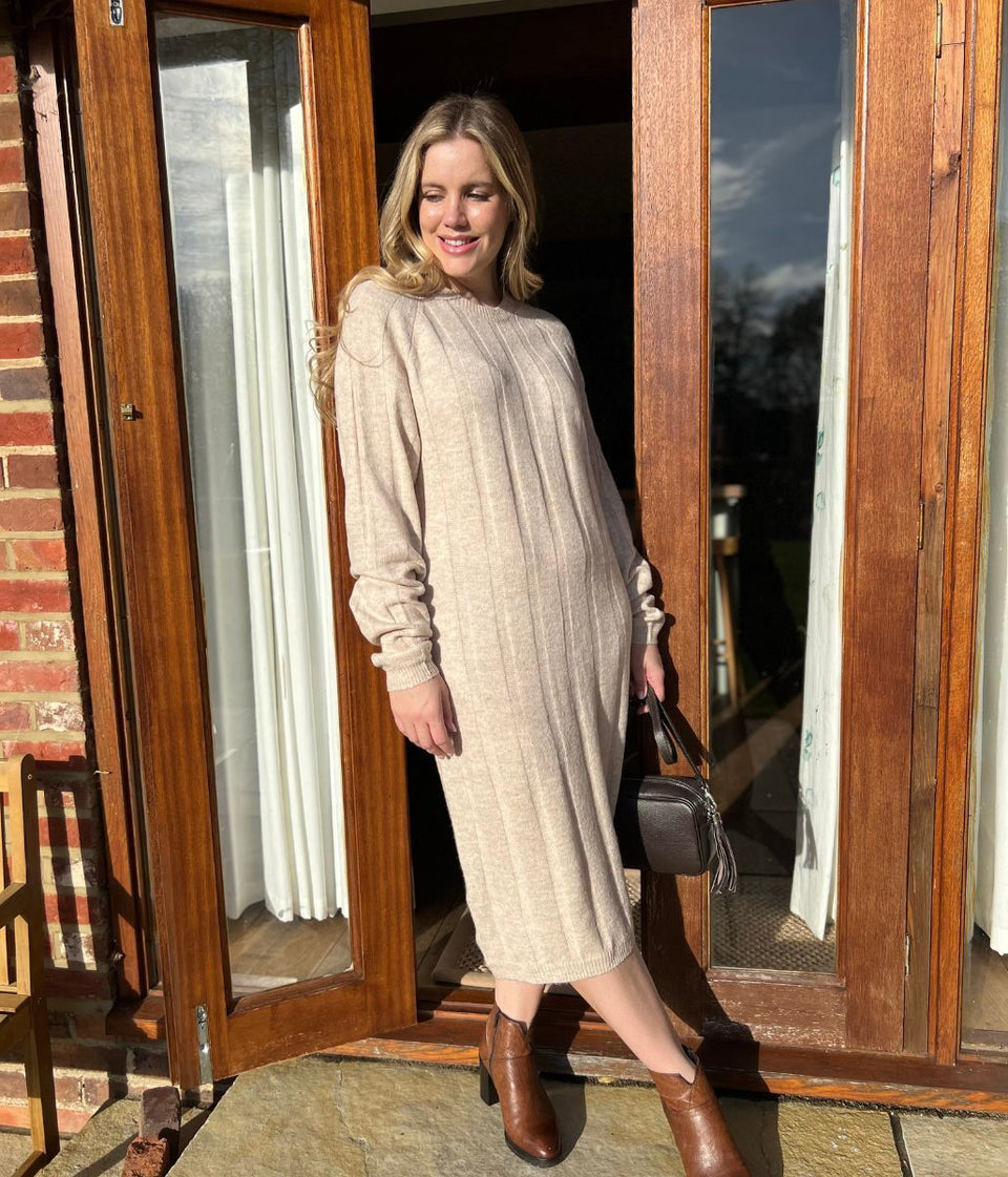 Natural Merino Wool Blend Jumper Dress