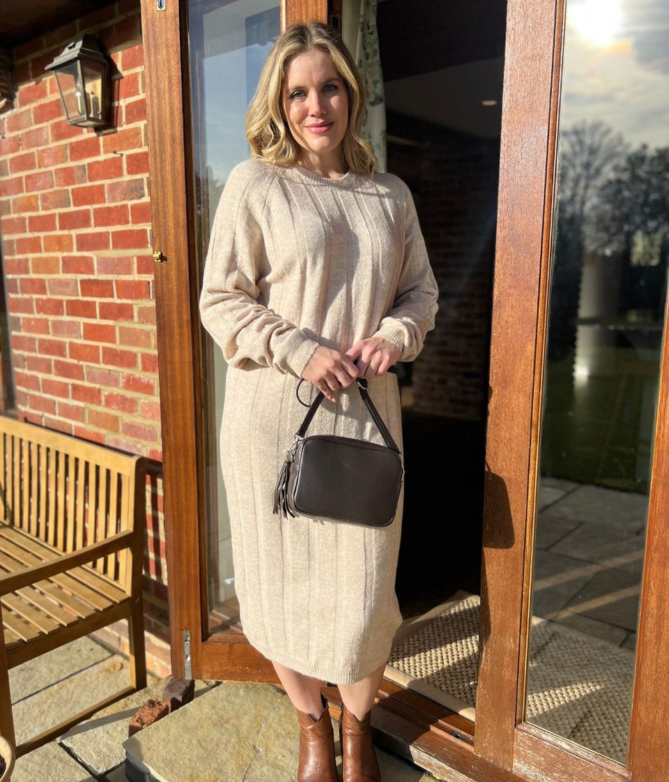Natural Merino Wool Blend Jumper Dress