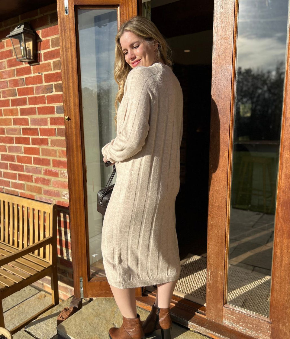 Natural Merino Wool Blend Jumper Dress