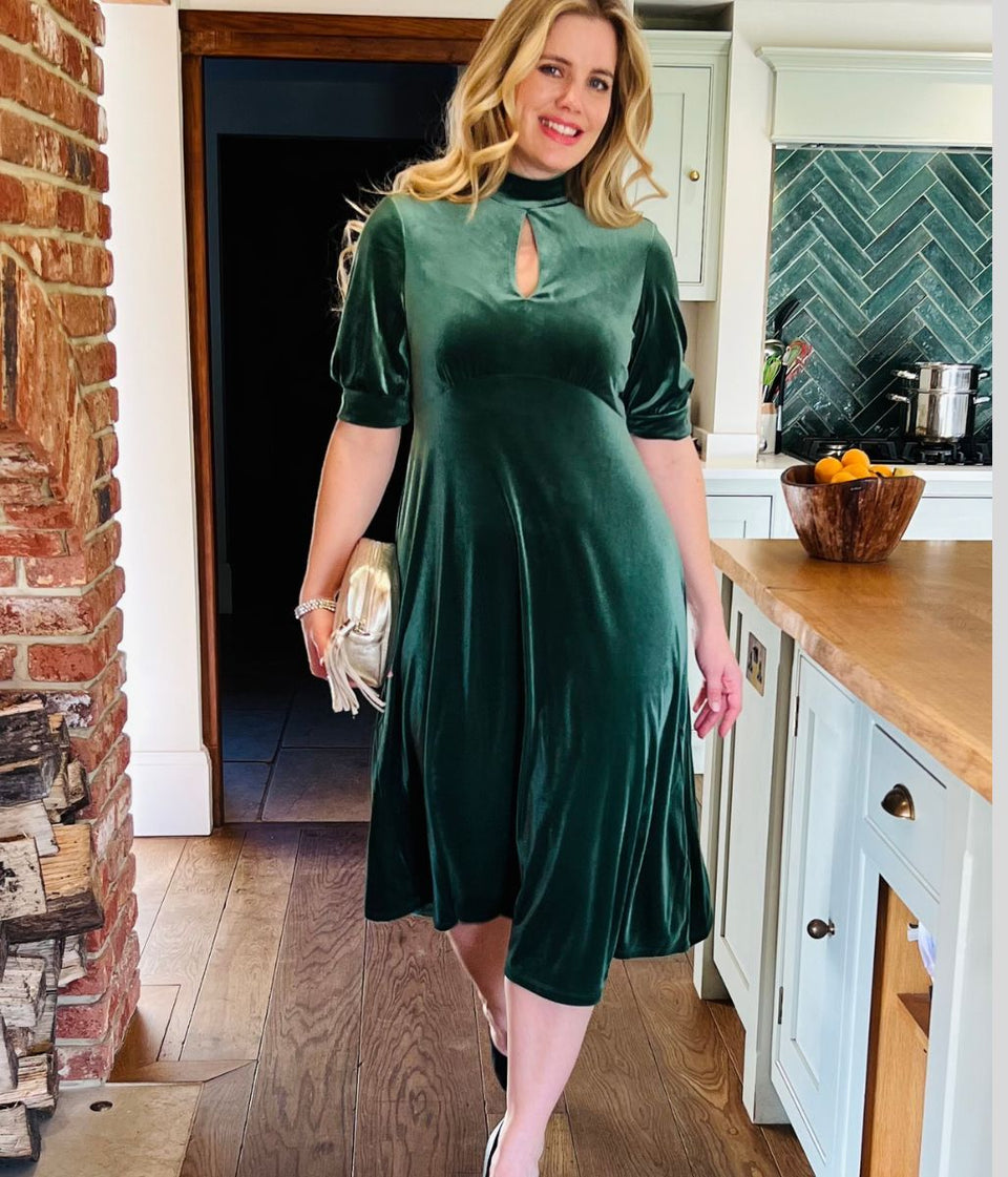 Ex Seasalt Evergreen Four Lanes Velvet Dress
