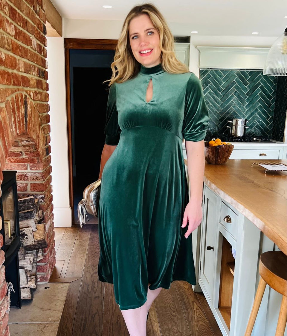 Ex Seasalt Evergreen Four Lanes Velvet Dress