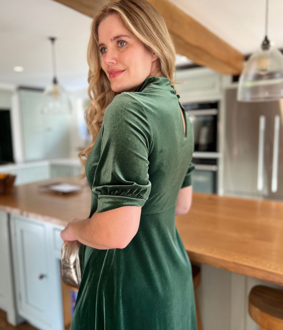 Ex Seasalt Evergreen Four Lanes Velvet Dress