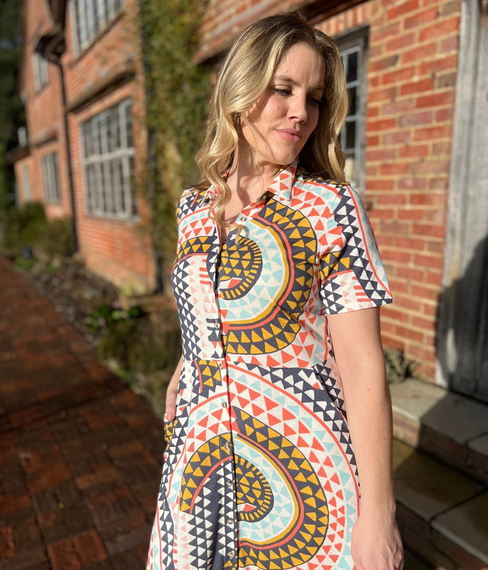 Mosaic Print Rua Jersey Midi Shirt Dress