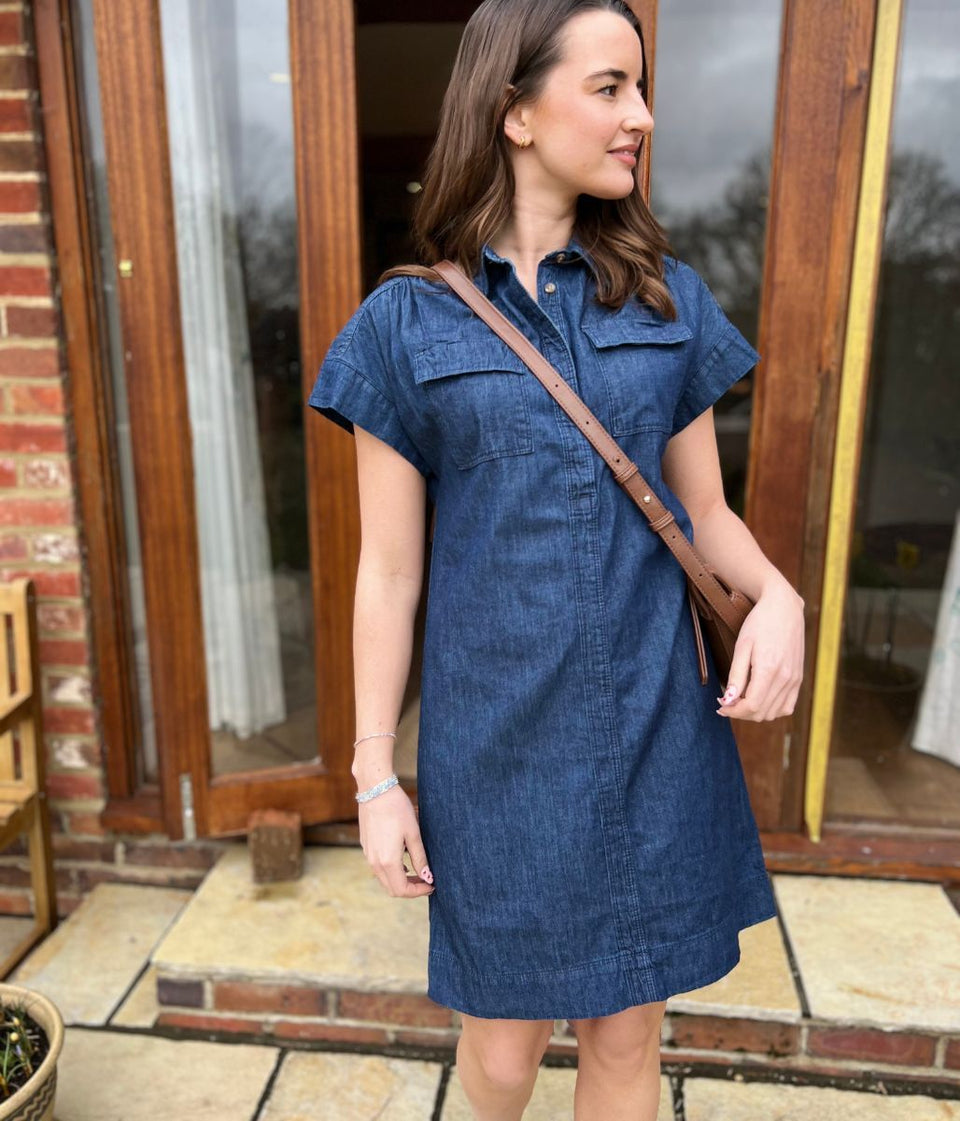 Mid Denim Pocket Shirt Dress