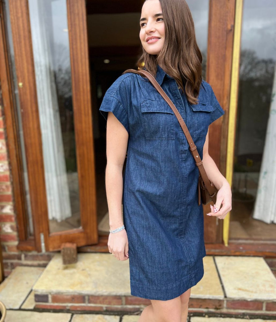 Mid Denim Pocket Shirt Dress