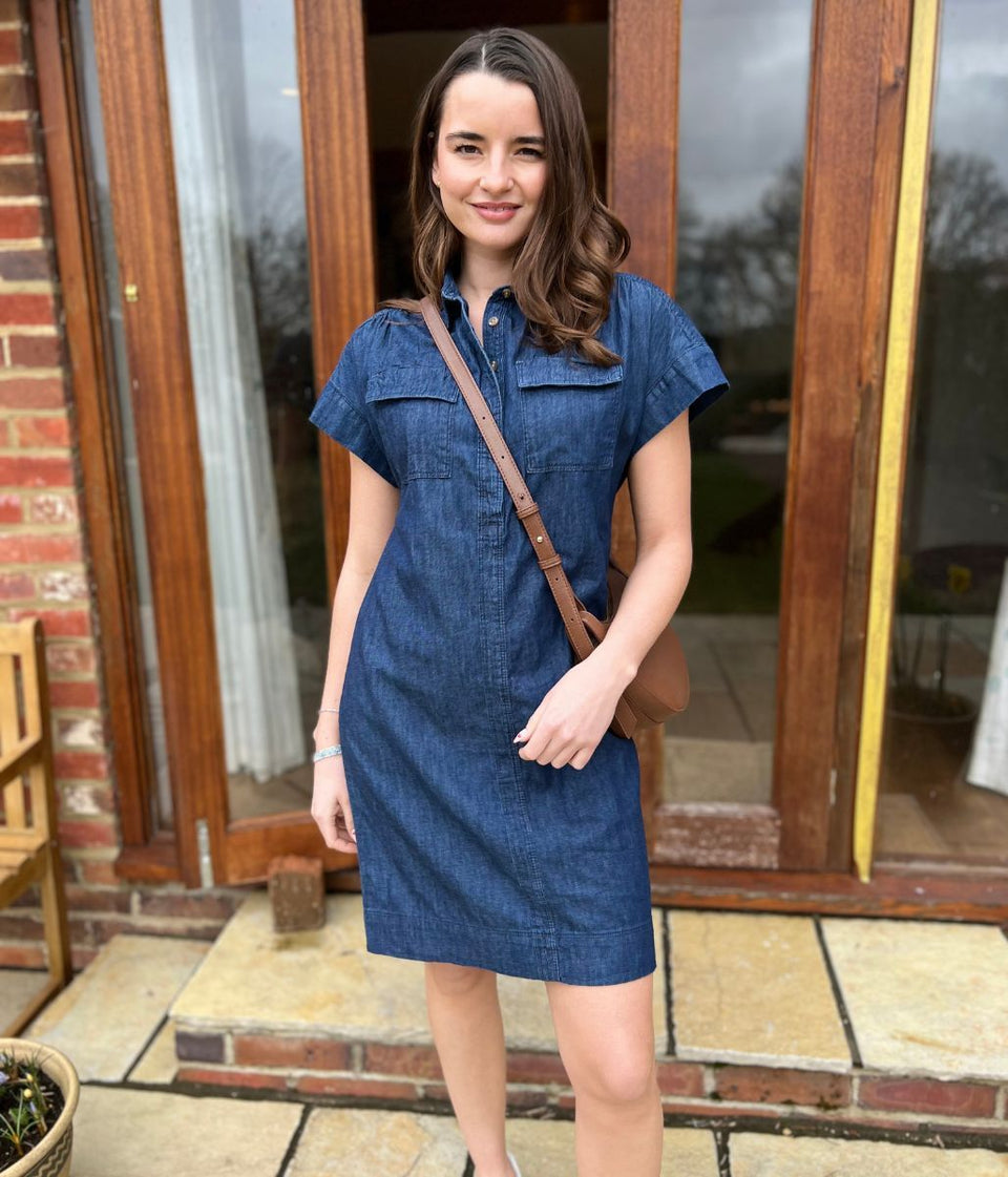 Mid Denim Pocket Shirt Dress