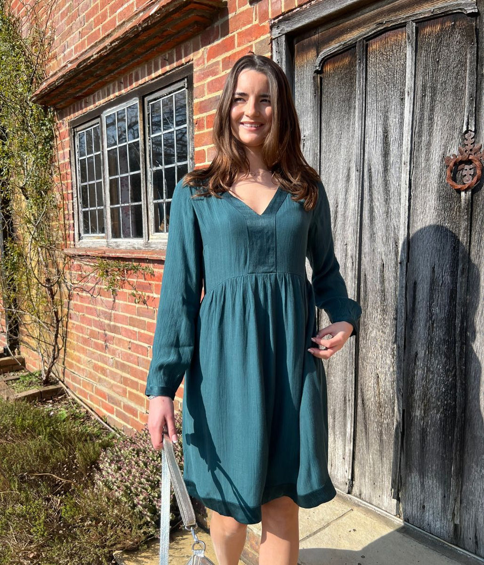 Teal Penelope Satin Dress