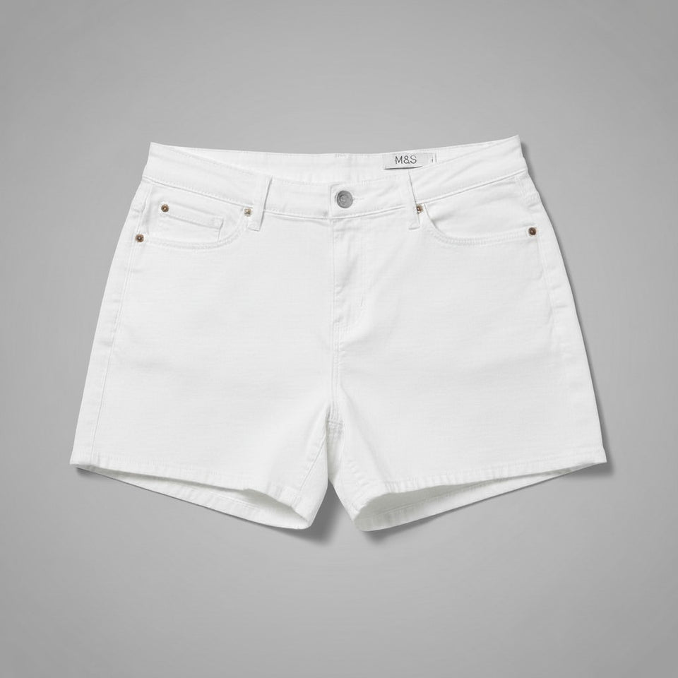 White Cotton Rich Denim Shorts