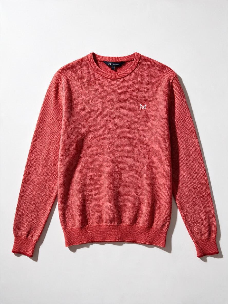 Orange Cotton Mens Textured Knit Jumper