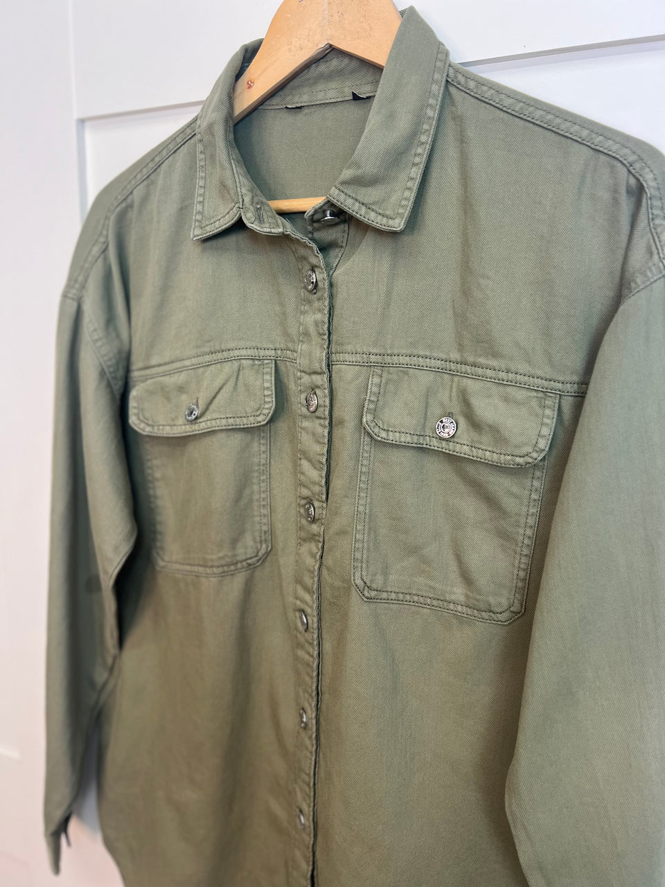 Khaki Denim Oversized Shirt