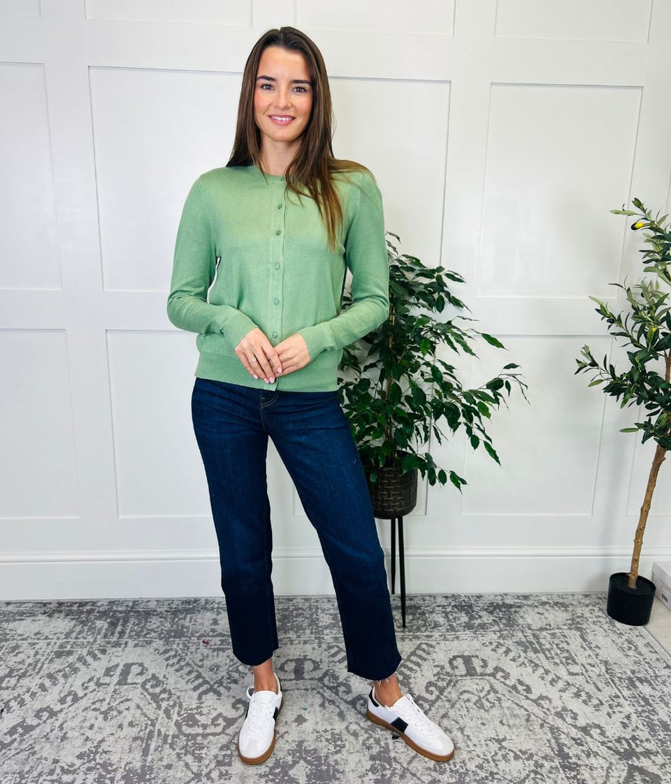 Light Green Classic Round Neck Cardigan