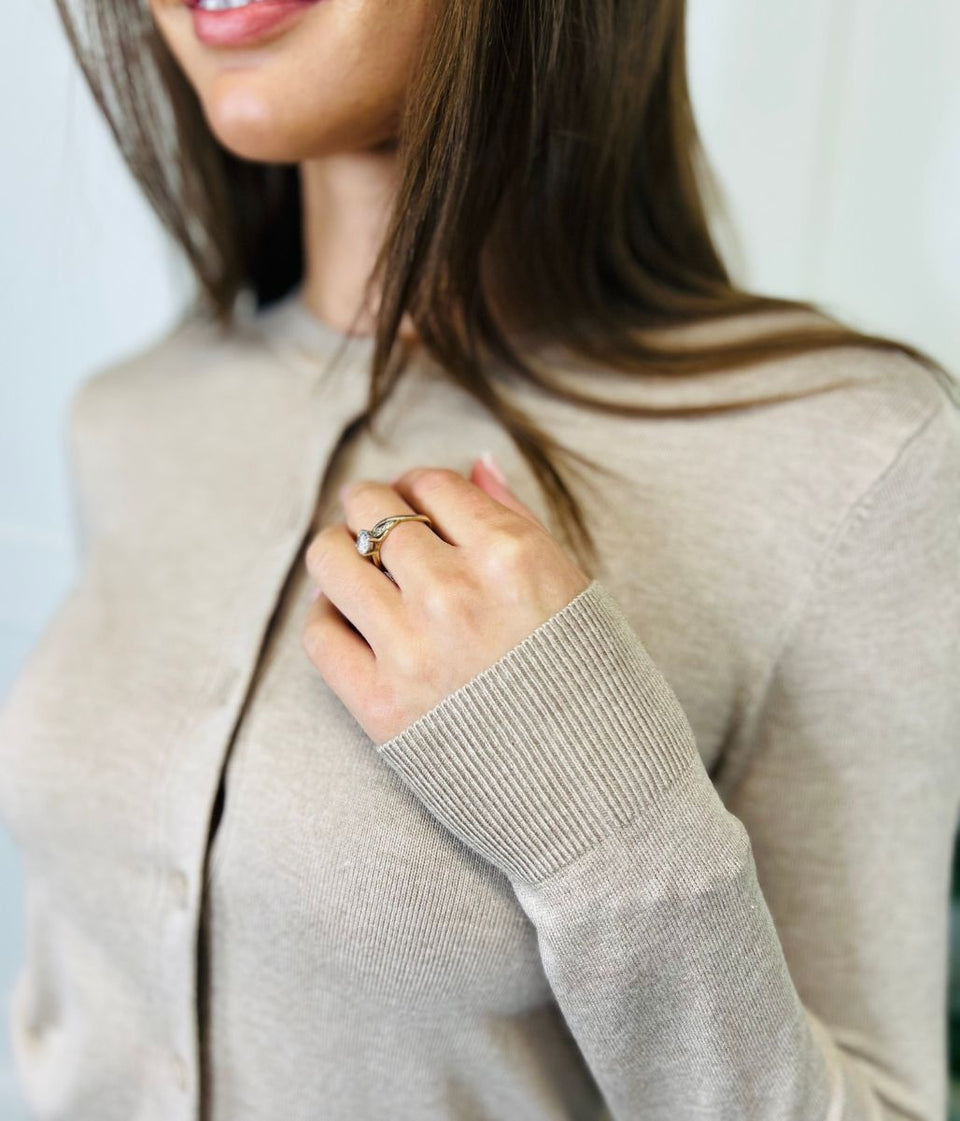 Natural Classic Round Neck Cardigan