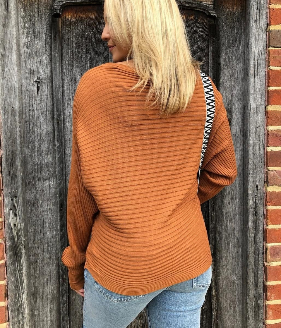 Copper Ribbed Batwing Jumper